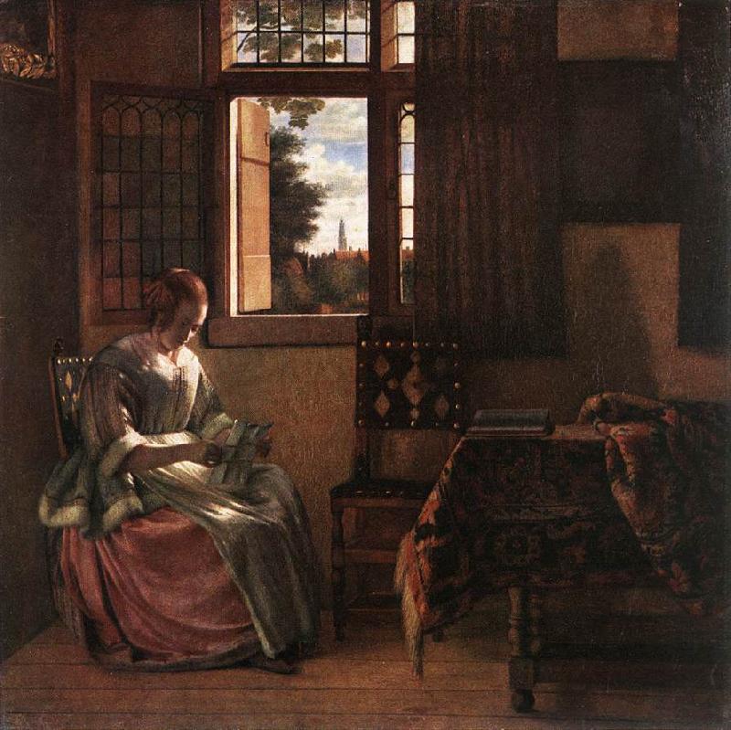 HOOCH, Pieter de Woman Reading a Letter s Sweden oil painting art